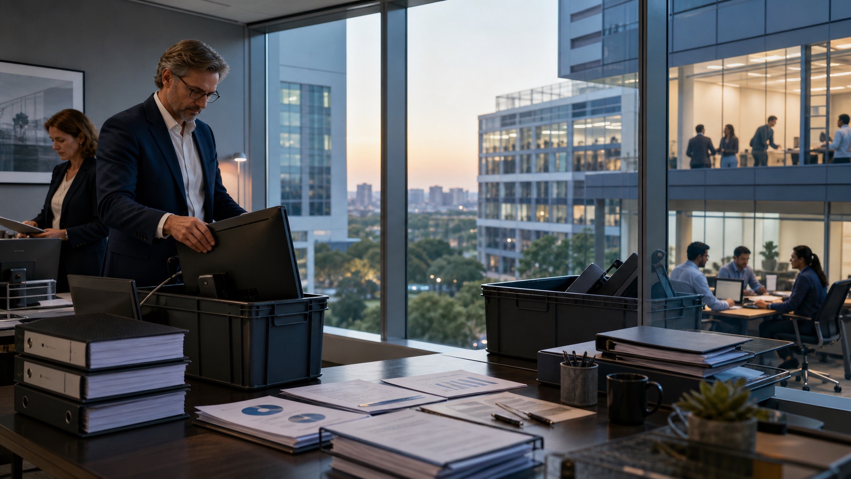 Enterprise office operations transferring from Europe to a modern Indian business hub