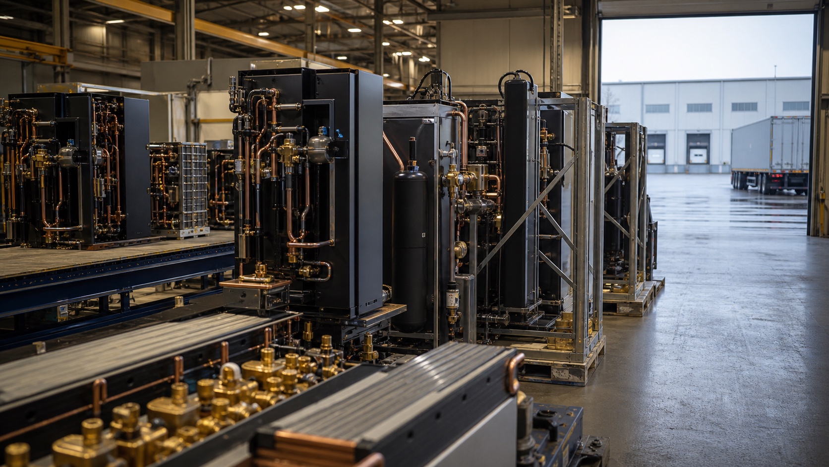 Unbranded heat-pump components and production equipment prepared for a European plant transfer