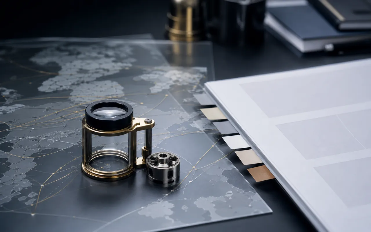 International search strategy workspace with market-specific queries, response pages, and buyer paths