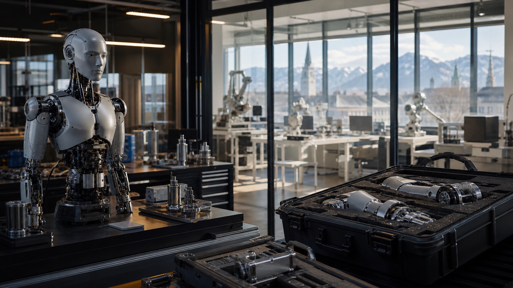 Humanoid robotics development lab connected to a Zurich technology setting